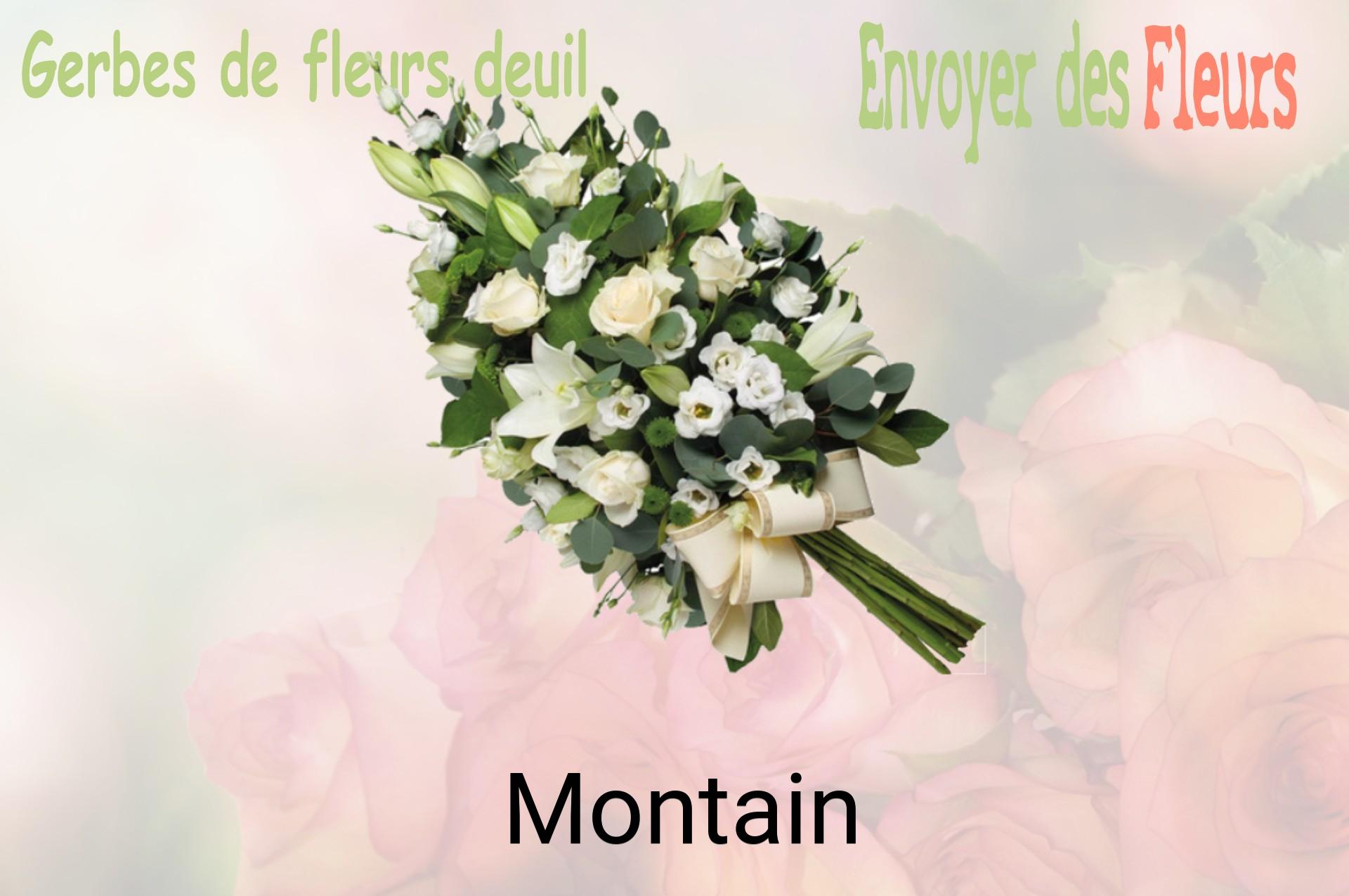 Gerbe de fleurs de deuil livrée à Montain